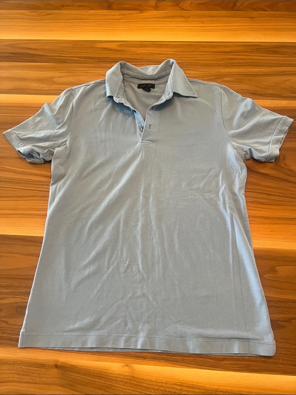 Express Men's Light Blue Polo Shirt, size small.